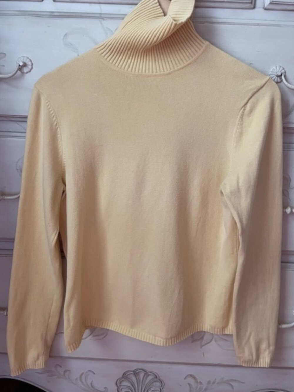 Talbots Yellow Turtleneck Cotton Sweater- size petite medium